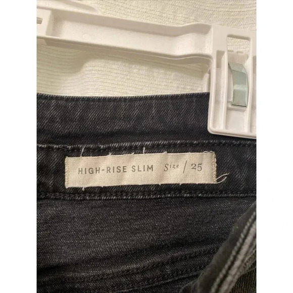 PILCRO & THE LETTERPRESS HIGH-RISE SLIM BUTTON FLY FADED BLACK DENIM JEANS SZ 25 - Picture 3 of 12